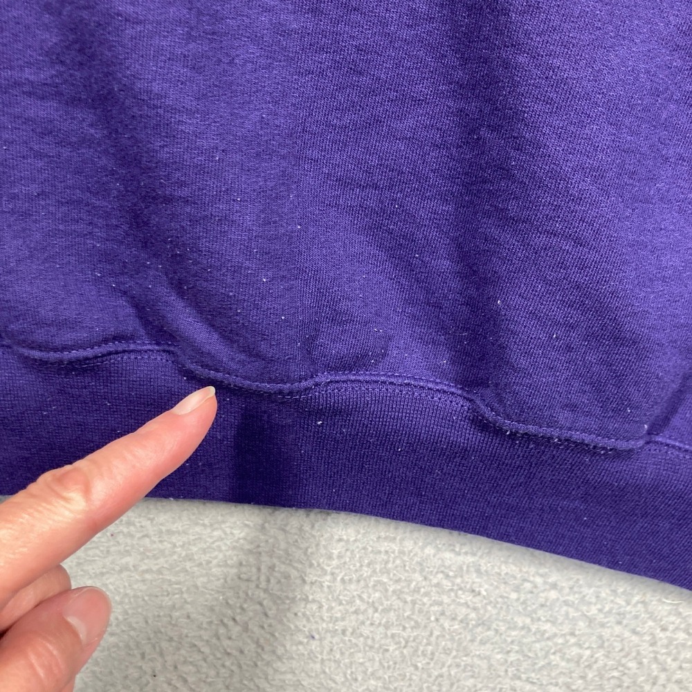 Emerson College Lions Sweatshirt Women XL Purple Pullover Champion Sweater FLAW - Picture 11 of 12